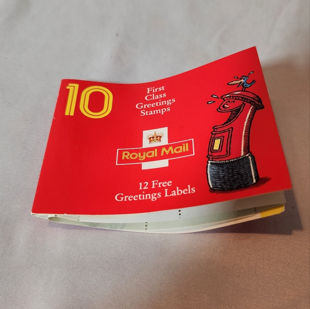 Royal Mail "Greetings Booklet" 10 First Class Greetings Stamps 12 Labels